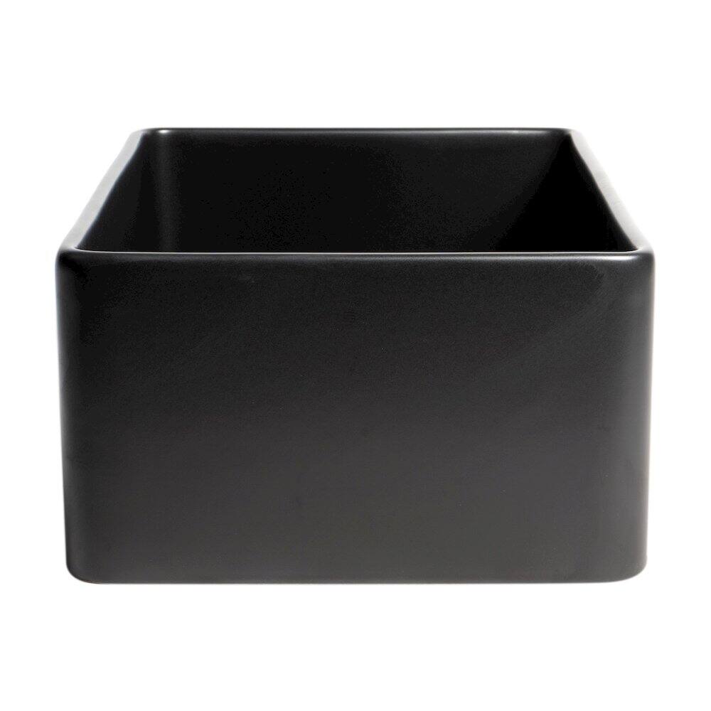 Alt View 5. Alfi - ALFI brand Black Matte Smooth Apron 30 x 18 Single Bowl Fireclay Farm Sink - Black.