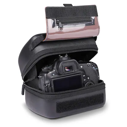 Front. USA Gear - Quick Access DSLR Hard Shell Camera Case w/ Accessory Storage & Padded Interior.