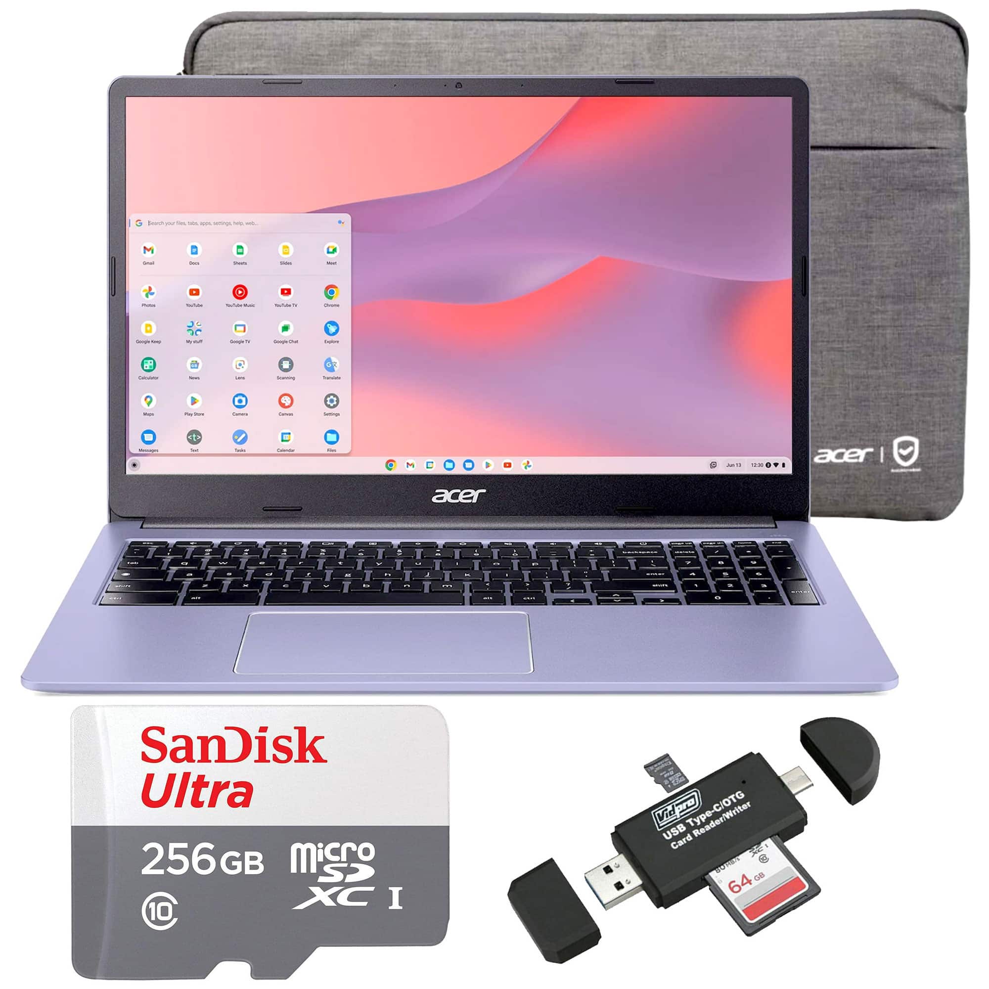 Acer - Chromebook 315 15.6" Laptop Intel N4500 4GB 64GB eMMC, 256GB SD - Purple