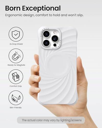 Born Exceptional  
Ergonomic design, comfort to hold and won't slip.  
6 o 2x Drop Shield  
Ready for MagSafe  
Comfort Grip  
Skin-Friendly  
The actual color may vary by lighting/screens
