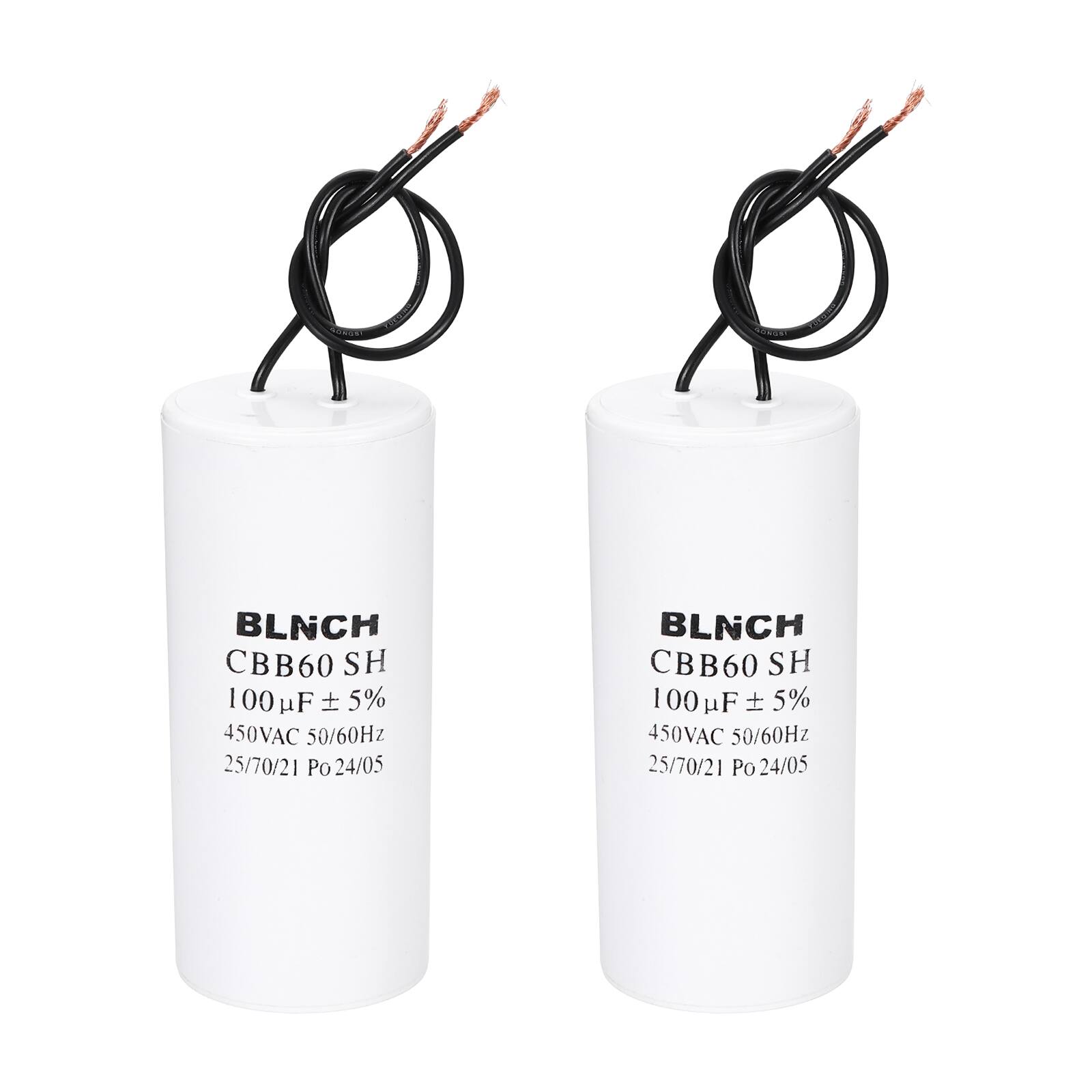 Unique Bargains - 2pcs 100uF CBB60 Running Capacitor, AC 450V 2 Wire for Air Compressor, Washing Machine, Refrigerator, Air Conditioner - White price history on PriceWatchPro
