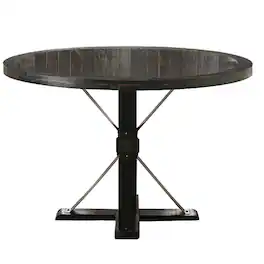 Manhattan Lane - Round Dining Table with Pedestal Base, Antique - Black