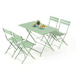 U-HOMY - 5-Piece Bistro Set, Foldable Patio Dining Set, Rust-Resistant, Lightweight, Easy to Clean for Balcony, Garden, Pool - Green