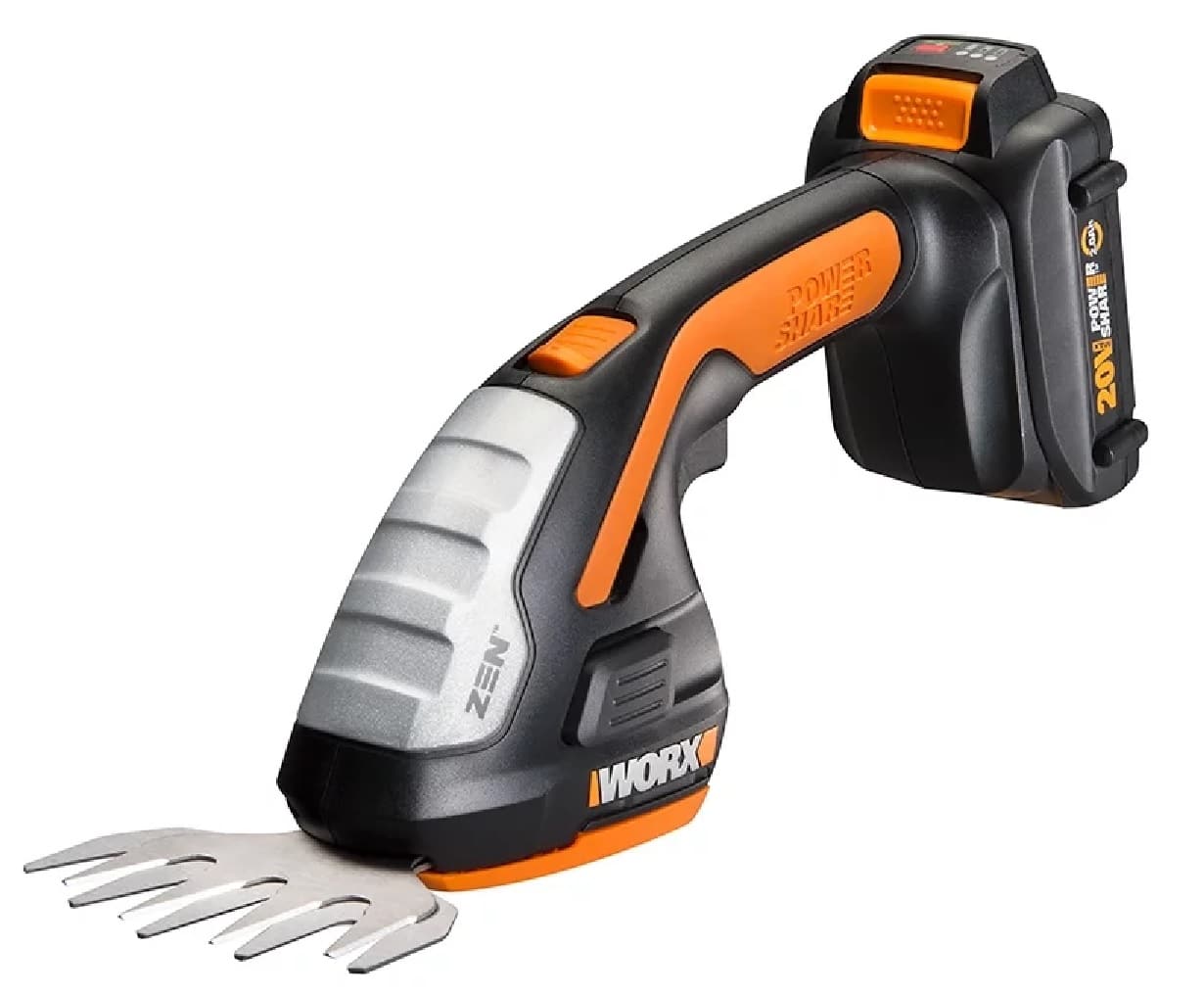 Front. WORX - 20V Power Share Cordless 8" 2-in-1 Hedge Trimmer - Black.