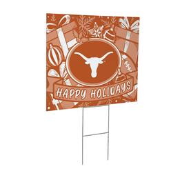Evergreen Enterprises - Texas Longhorns 24" x 18" Happy Holidays Christmas Outdoor Staked Yard Sign - Multicolor