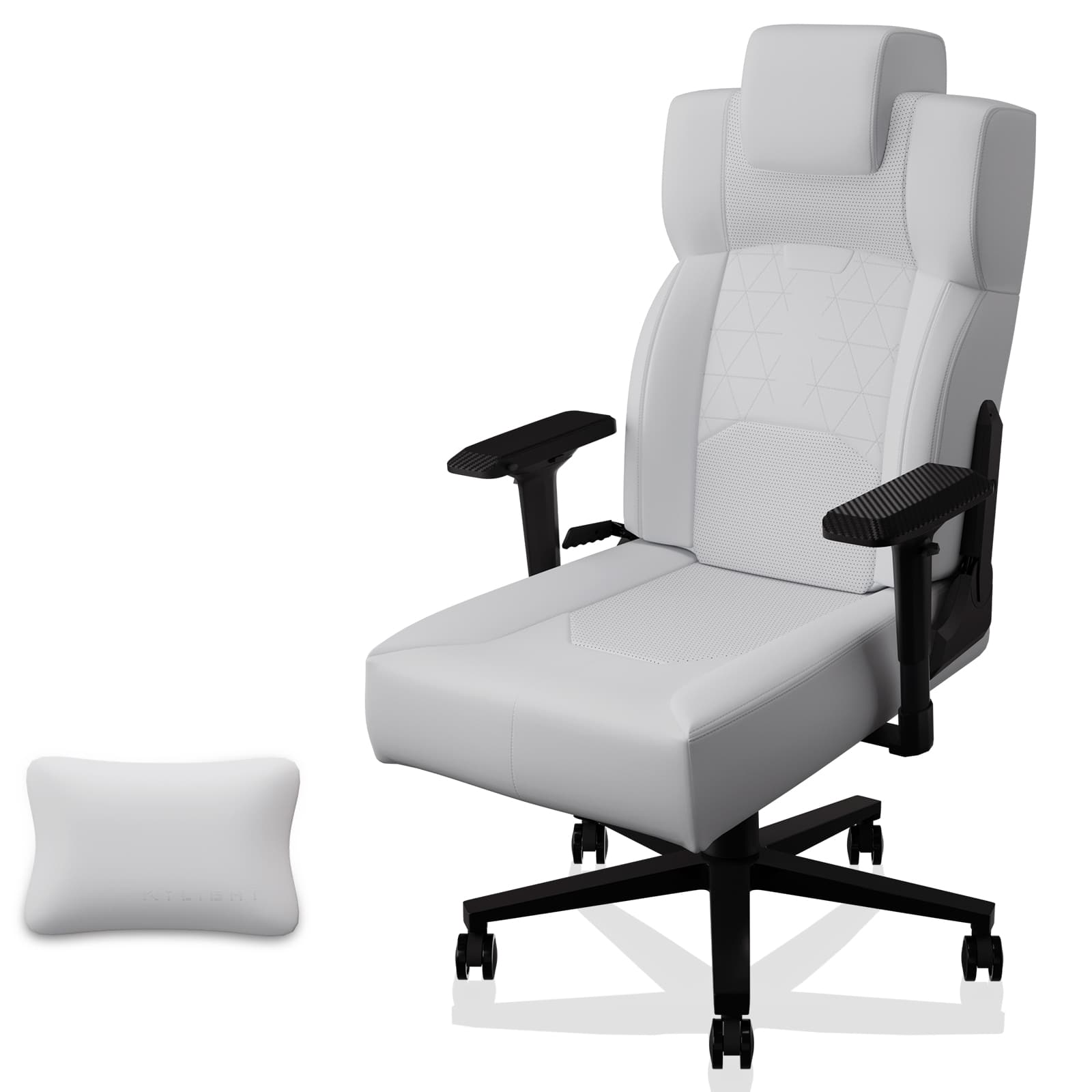 APRILSOUL - Gaming Chair Ergonomic Office Chair Desk Chair with Lumbar Support Flip Up Arms Headrest PU Leather Executive - Gray