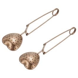 Unique Bargains - Tea Infuser Stainless Steel Loose Leaf Filter, Long Handle Strainer for Cup/Teapot, Heart Shape, 2pcs - Rose Gold