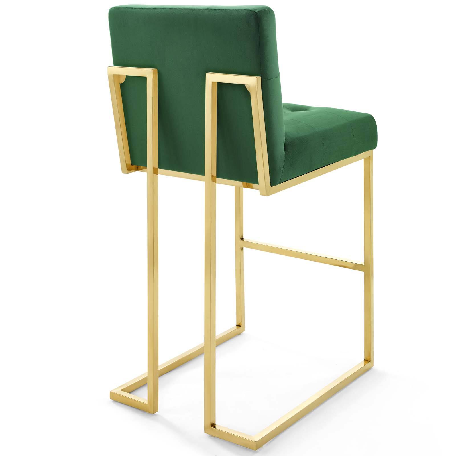 Alt View 1. Modway - Privy Gold Stainless Steel Performance Velvet Bar Stool by Modway - Gold Emerald.