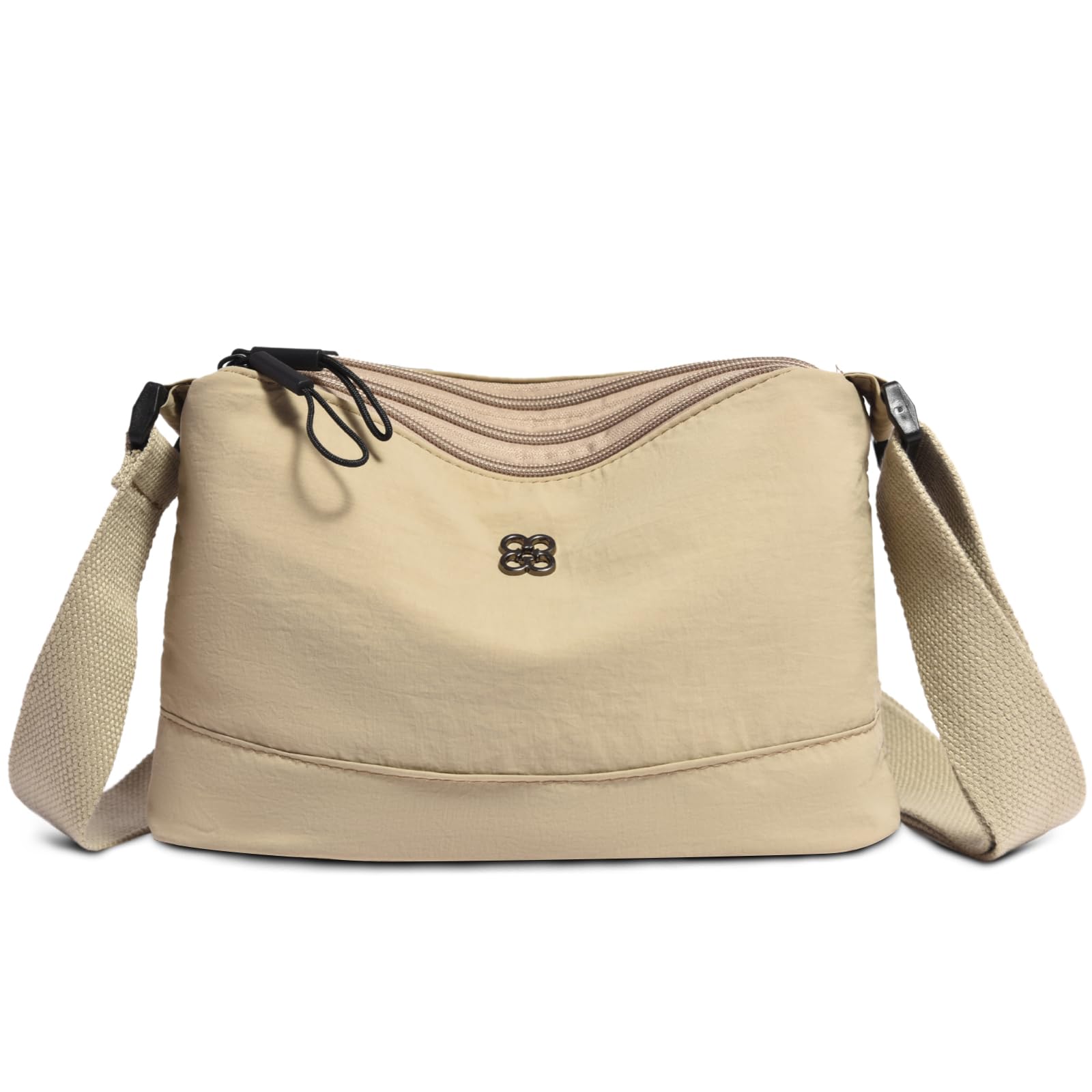 Front. Live At Space - Crossbody Bags For Women Small Shoulder Bag Nylon Simple Purse With Zipper Lightweight Casual Mini [STURDY & - Khaki.