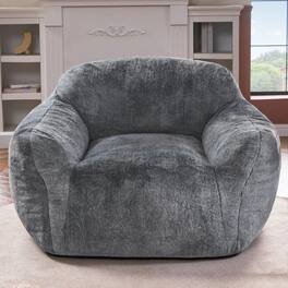 Fabibe - Homguava Bean Bag Chair Bean Bag Chairs for Adults Comfy Beanbag Chair with Spacious Design Oversized Bean Bag Sofa with - Grey Single