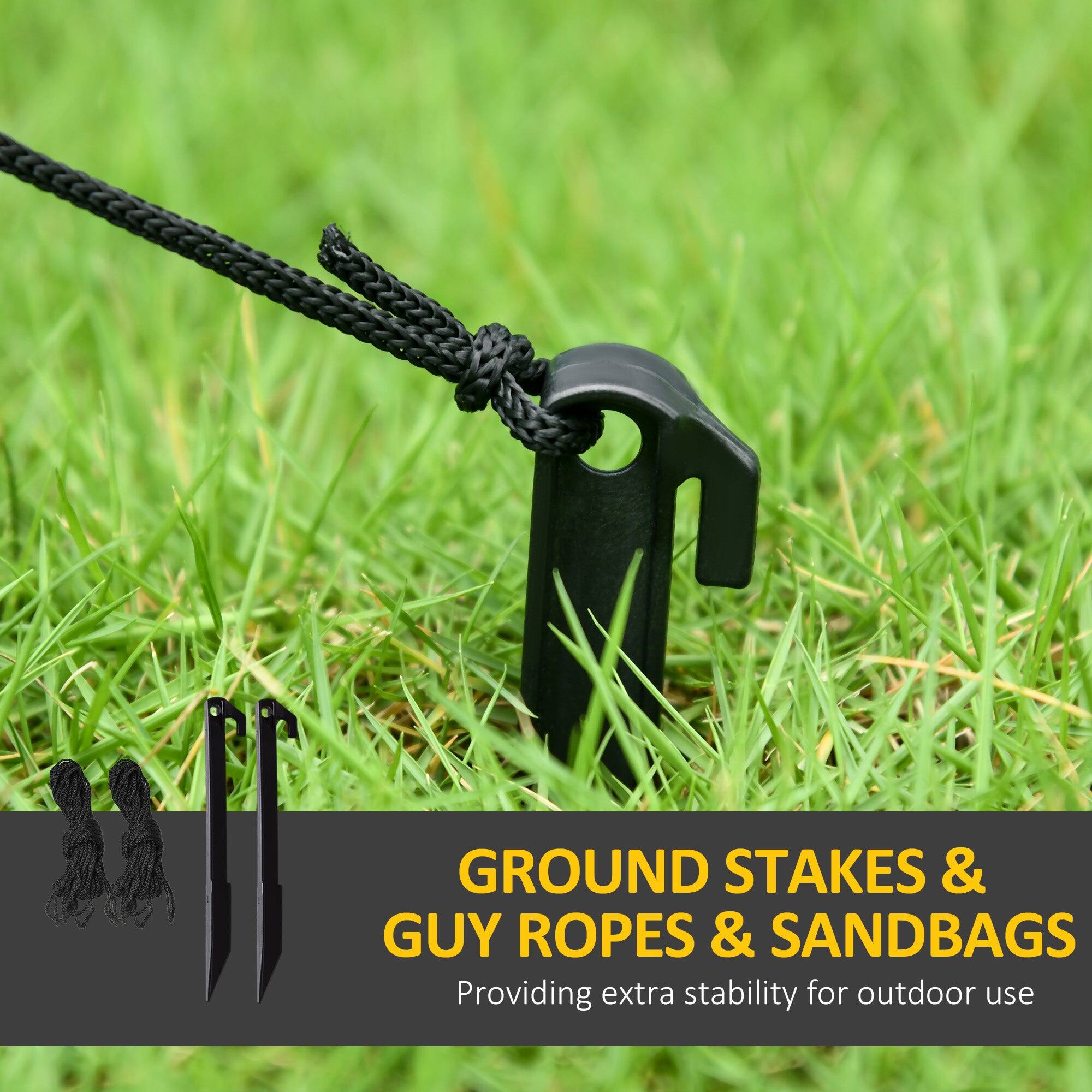GROUND STAKES & GUY ROPES & SANDBAGS  
Providing extra stability for outdoor use