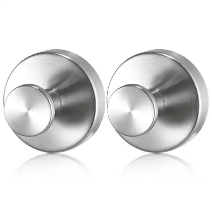 Front. VEVOR - Suction Cup Hooks for Shower, 2-Pack No Drill Stainless Steel Hooks, Suction Cup Shower Towel Hanging Hook - Brushed Nickel.