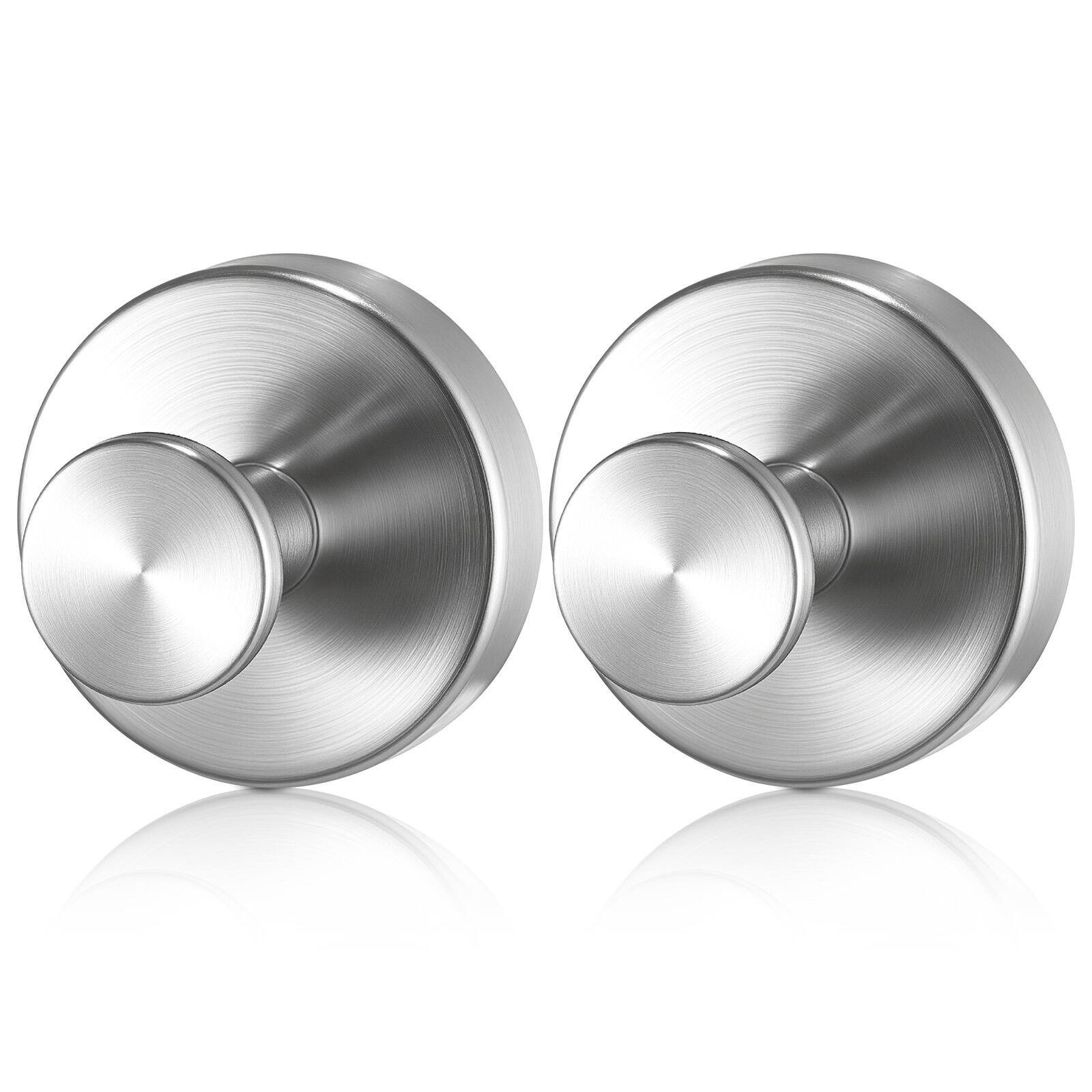 Front. VEVOR - Suction Cup Hooks for Shower, 2-Pack No Drill Stainless Steel Hooks, Suction Cup Shower Towel Hanging Hook - Brushed Nickel.
