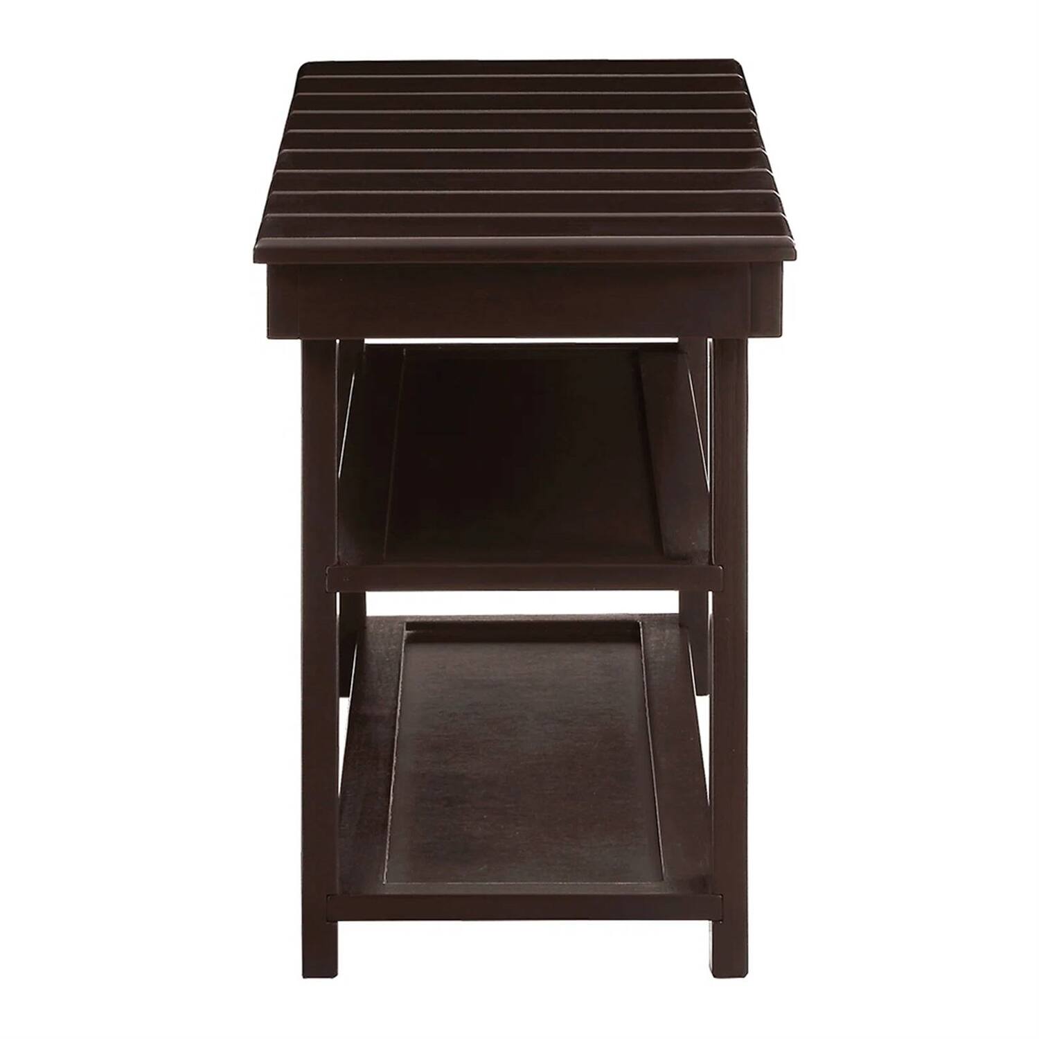 Left. Hivvago - Espresso Brown Wood 2-Shelf Shoe Rack Storage Bench For Entryway or Closet - Espresso.