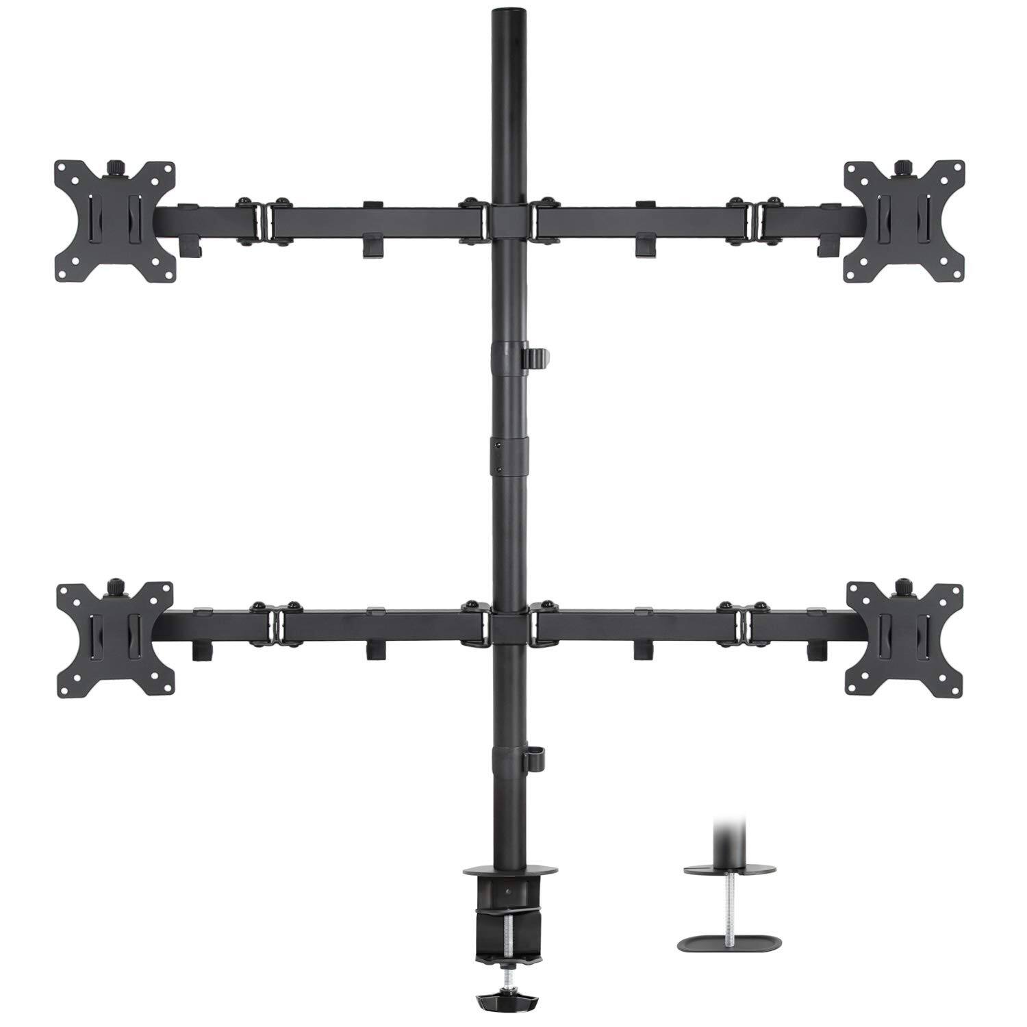 Cedar Assembly 4 Monitor Stand | Quad Desk Mount Fits Four Computer ...