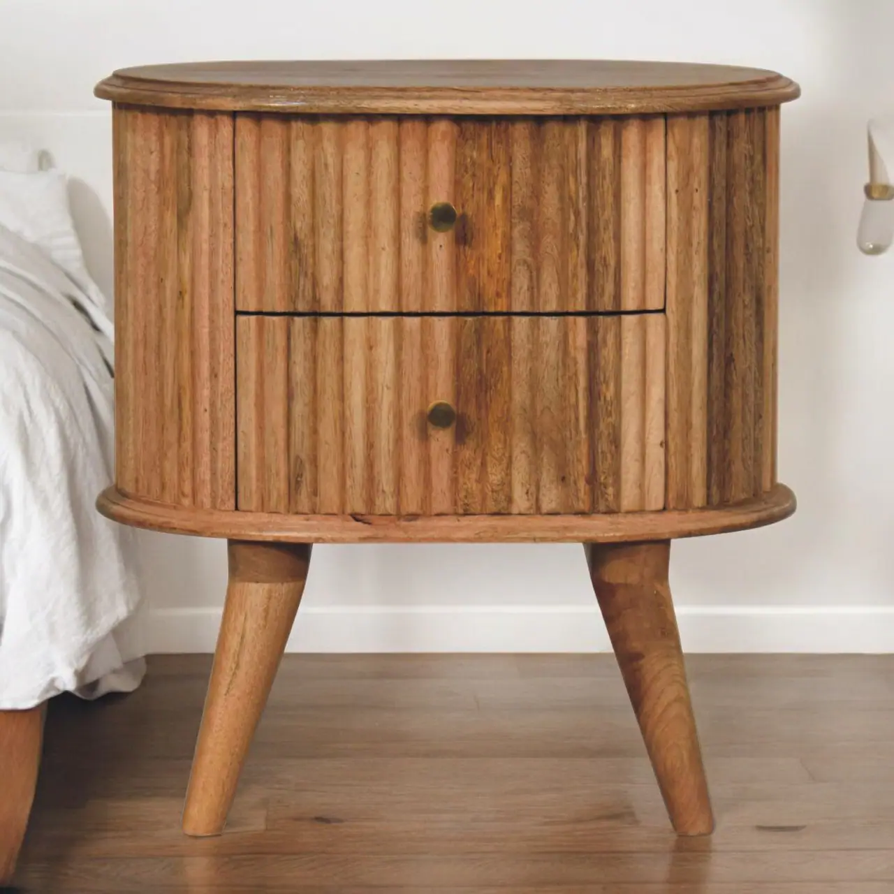 Angle. Artisan Furniture - Artisan Furniture Solid Wood Soba Nordic Bedside, 2 Drawers, Brown - Brown.