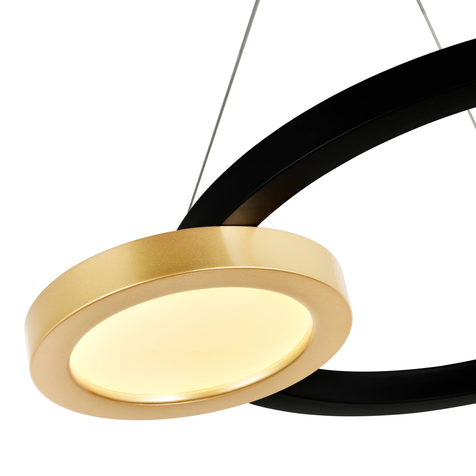 Back. CWI Lighting - Deux Lunes LED Chandelier With Sun Gold & Black Finish - Sun Gold & Black.