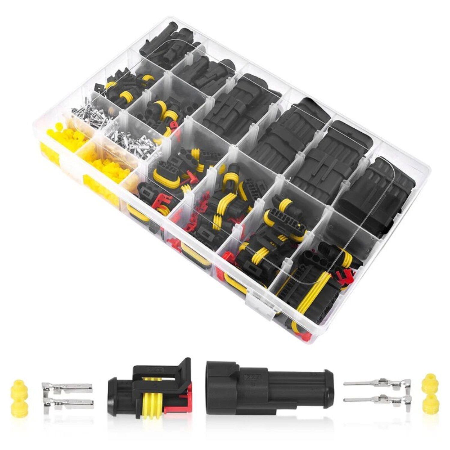 Left. Stock Preferred - 708 pcs Car Waterproof Electrical Wire Cable Connector Kit - Multicolor.