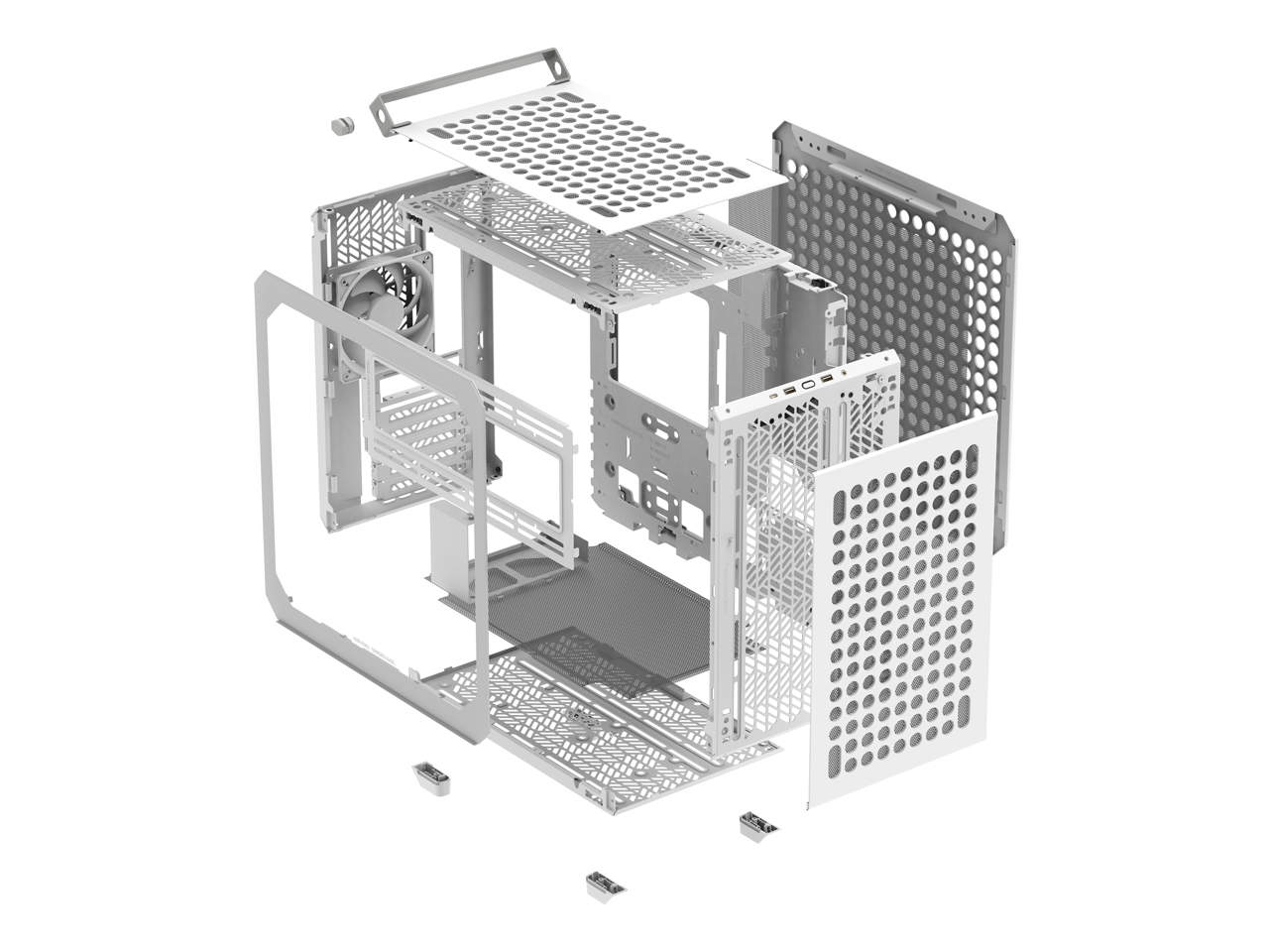 Alt View 8. Cooler Master - Cooler Master QUBE 500 Flatpack White Small ATX Gaming Case, Tempered Glass, Vertical GPU, USB-C, Handle (Q500-WGNN-S00) - White.