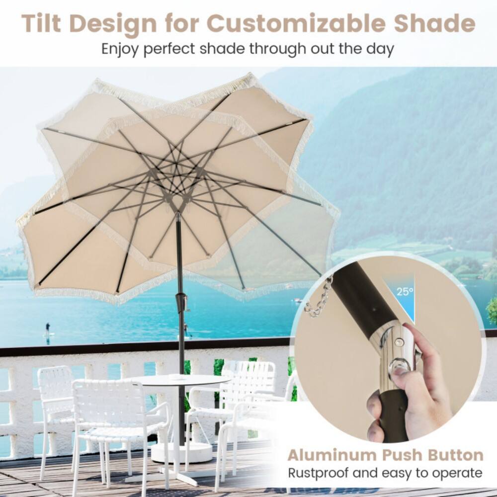 Tilt Design for Customizable Shade  
Enjoy perfect shade throughout the day  

25° Aluminum Push Button  
Rustproof and easy to operate