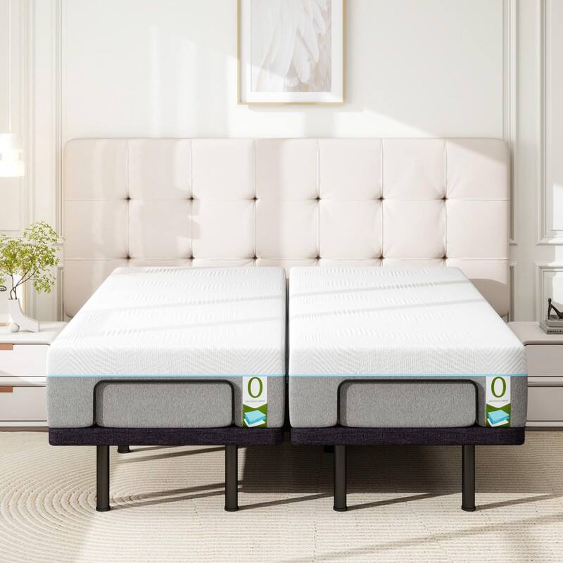 Angle. Vipbear - Vipbear Adjustable Bed Frame Base Split Wireless Remote Control,Ergonomic Upholstered Motorized bed,Zero Gravity,Queen - Black.