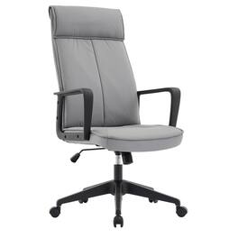 LeisureMod - Aiaria Ergonomic Office Chair High-Back Adjustable Height with Swivel & Tilt, Double Wheel Casters - Gray