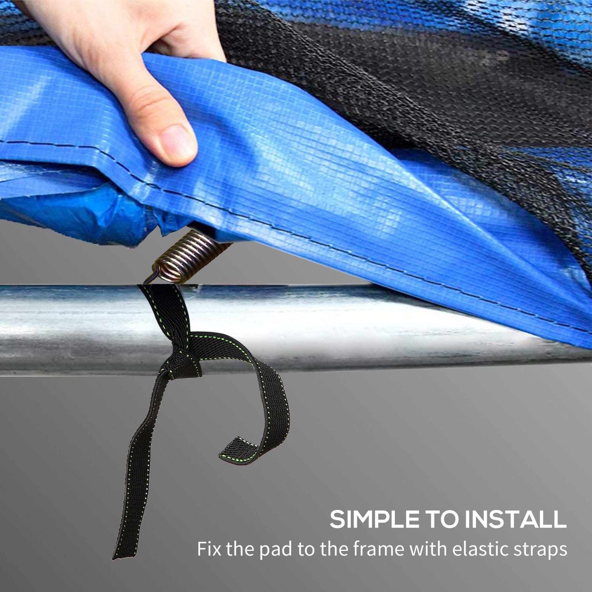 SIMPLE TO INSTALL  
Fix the pad to the frame with elastic straps
