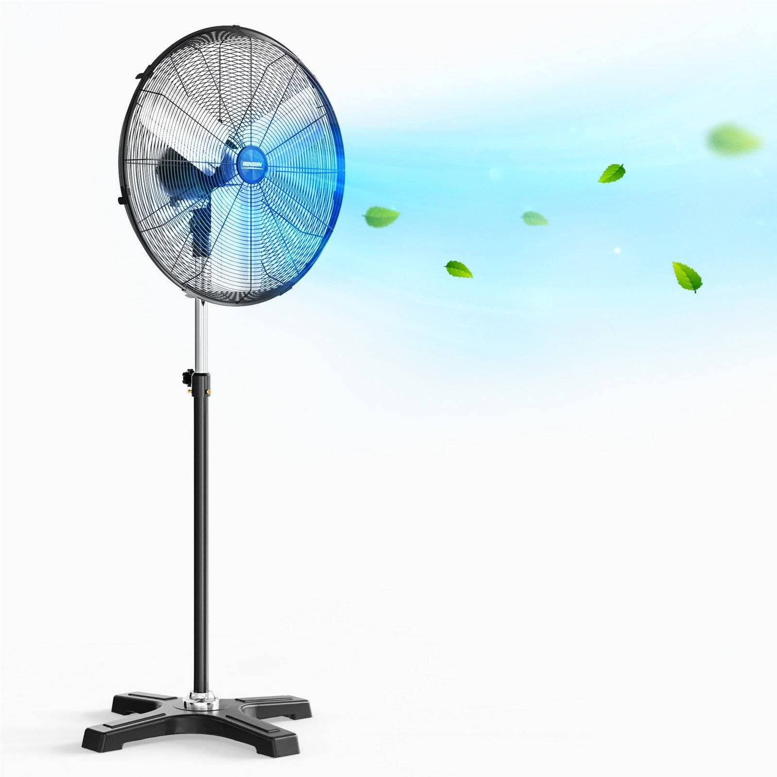 Alt View 1. Winado - 24 Inch Industrial Pedestal Fan,7600CFM High Velocity and Heavy Duty Standing Fan, Metal Fan with One-touch Oscillating - Black.
