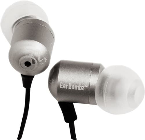 Front Standard. EarBombz - H-Bombz Earbud Headphones - Silver.