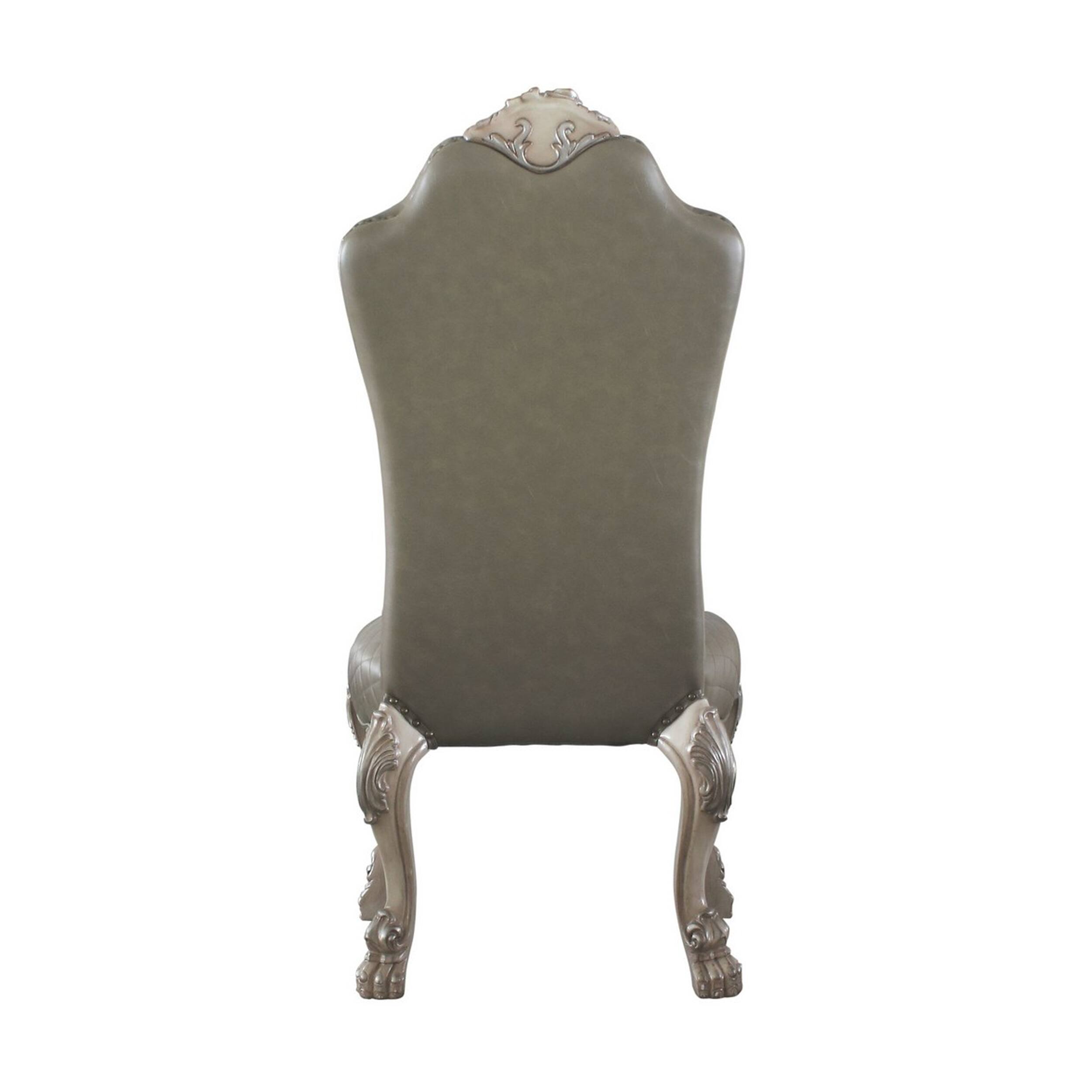 Alt View 3. Manhattan Lane - Leatherette Side Chair with High Back and Claw Legs, Set of 2 - White.