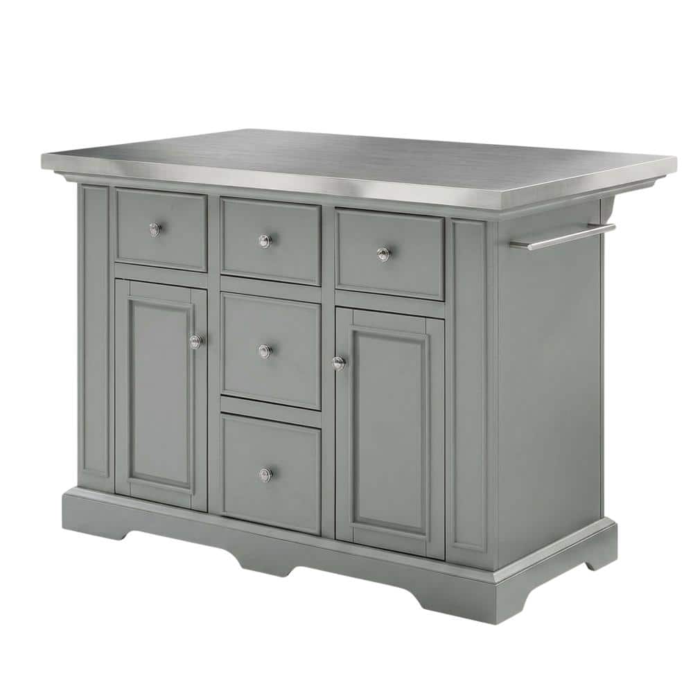 FurniFact - kitchen island with stainless steel accents and anti-tip safety - Gray price history on PriceWatchPro