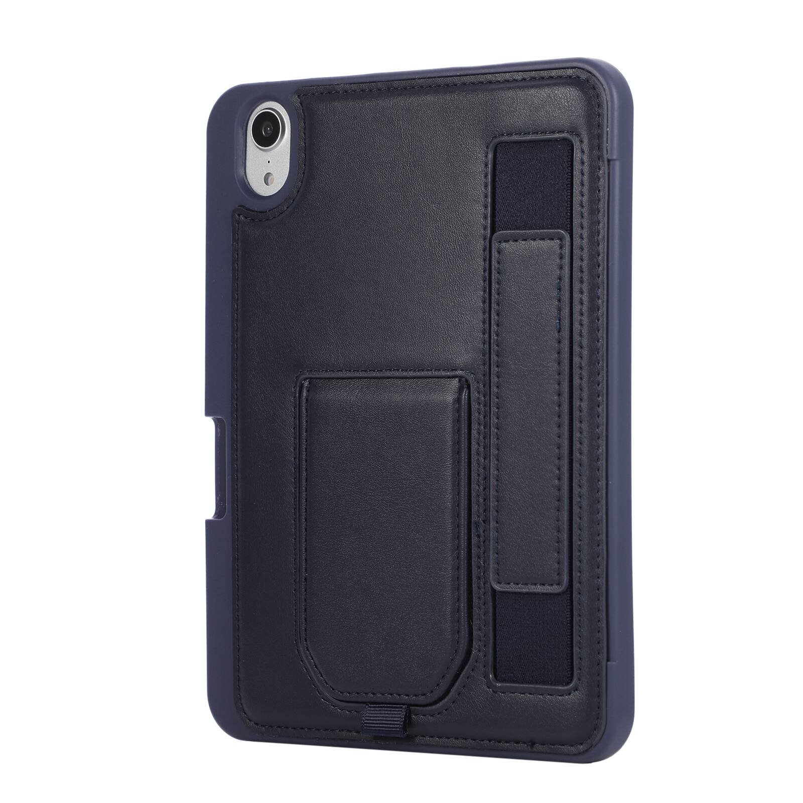 Alt View 2. Dteck - Shockproof Case for Apple iPad mini (A17 Pro) 2024 with Hand Strap and Foldable Stand, PU Leather TPU Protective Cover - Blue.