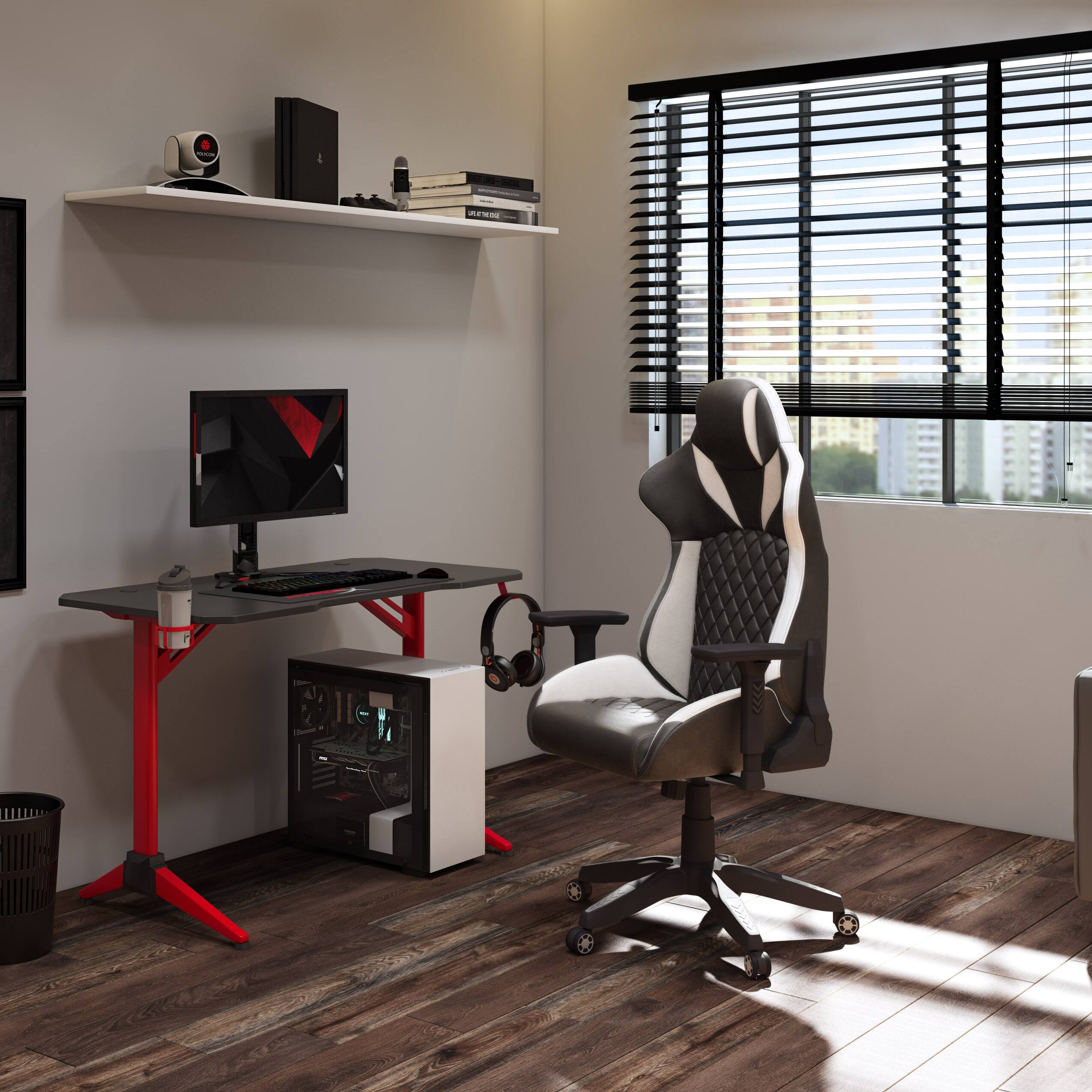 Alt View 16. CorLiving - Nightshade Gaming Chair - Black and White.