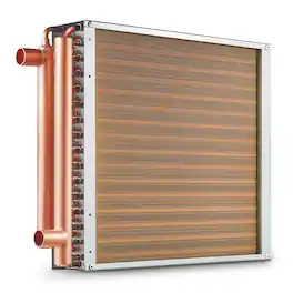 VEVOR - Heat Exchanger Water to Air, 16"x 16" with 3-Row 3/8" Copper Ports, 193 Aluminum Fins Heat Exchanger for Outdoor Wood - Gold
