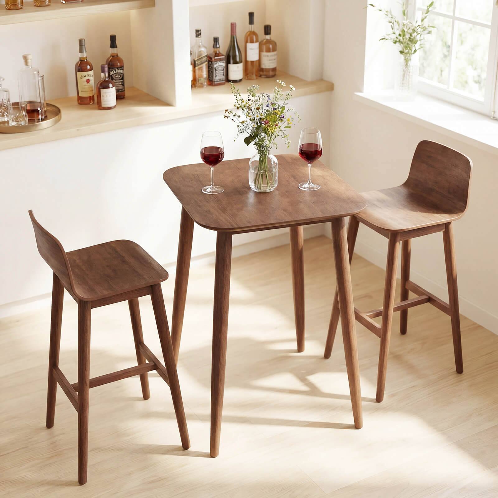 Alt View 4. Costway - Costway 36 Inch Solid Rubber Wood Farmhouse Kitchen Table with Sturdy Pedestal Base - Walnut.