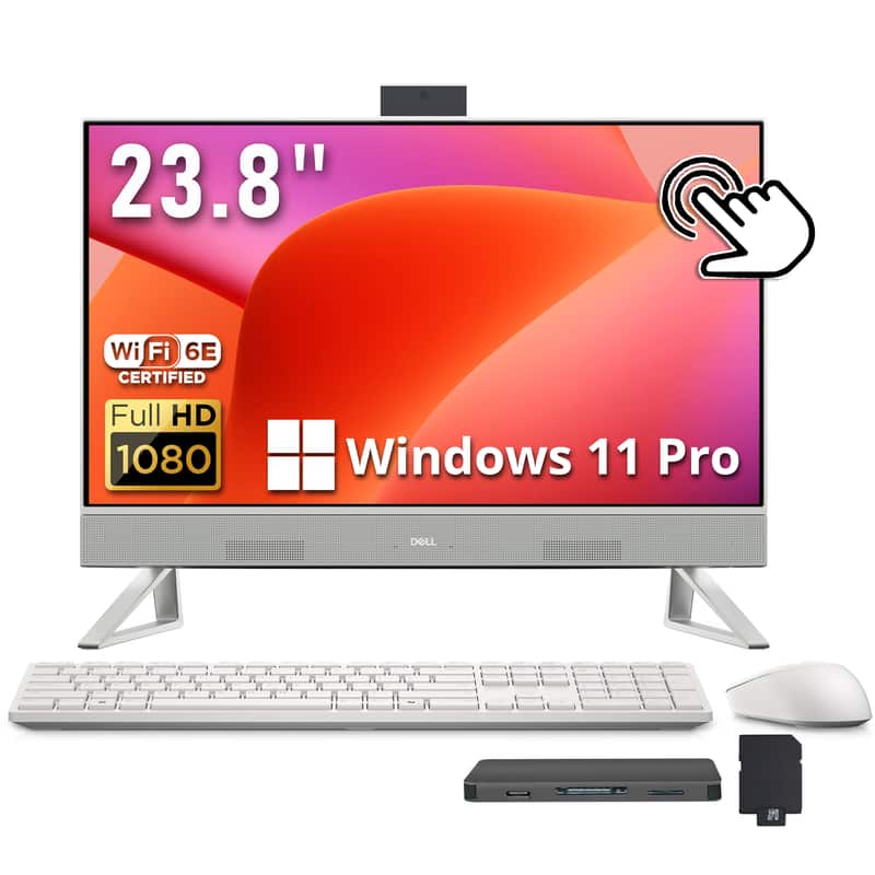 Dell - 23.8" FHD Touchscreen All-in-One Desktop,Intel Core 7 150U,16GB DDR5,1TB SSD+1TB Docking Station,Win 11 Pro - White
