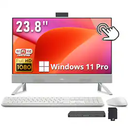 Dell - 23.8" FHD Touchscreen All-in-One Desktop,Intel Core 7 150U,16GB DDR5,1TB SSD+1TB Docking Station,Win 11 Pro - White