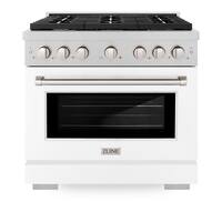 ZLINE - 36 in. Paramount Gas Range with 6 Burners and Convection Oven (SGRS-WM-36) - Stainless Steel/White Matte - Front_Zoom