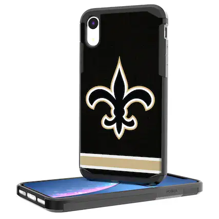 Front. Keyscaper - New Orleans Saints iPhone Rugged Stripe Design Case - 16 - Multicolor.