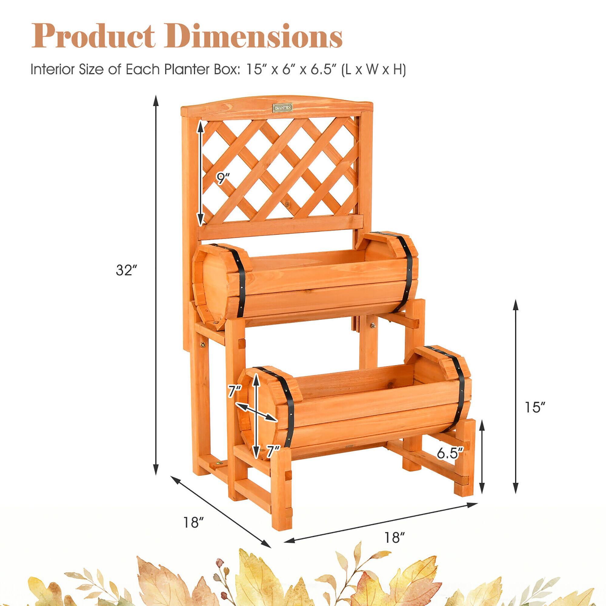 Product Dimensions  
Interior Size of Each Planter Box: 15" x 6" x 6.5" (L x W x H)