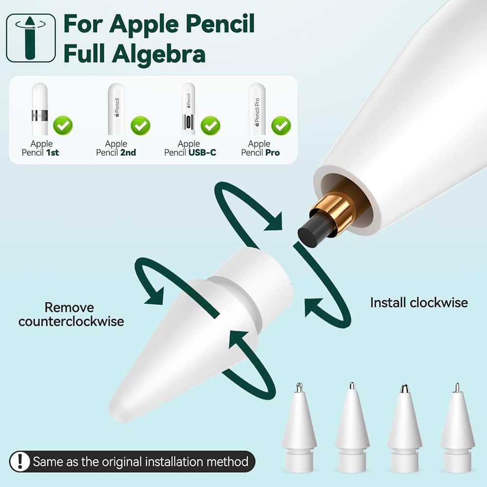 RTMB - 4 Styles, 4 Options, Metal Durable Nibs Accessories for Apple Pencil Pro - A5-4Pack set-3
