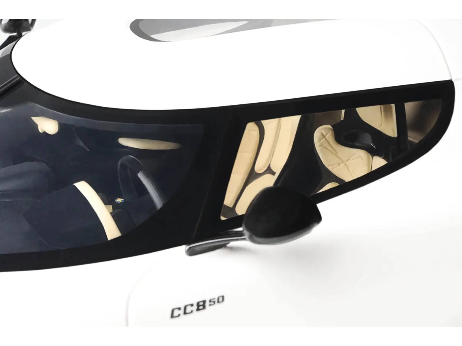 Angle. GT Spirit - 2024 Koenigsegg CC850 Crystal White 1/18 Model Car by GT Spirit - White.