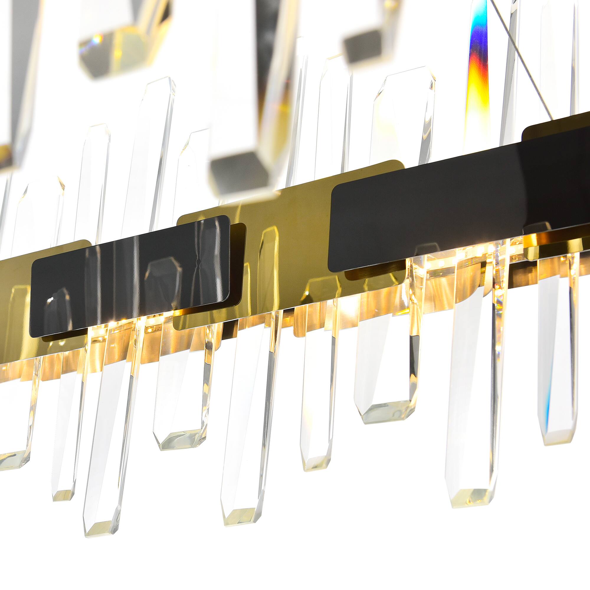 Back. CWI Lighting - Aya LED Integrated Pearl Black Chandelier - Pearl Black & Titanium Gold.