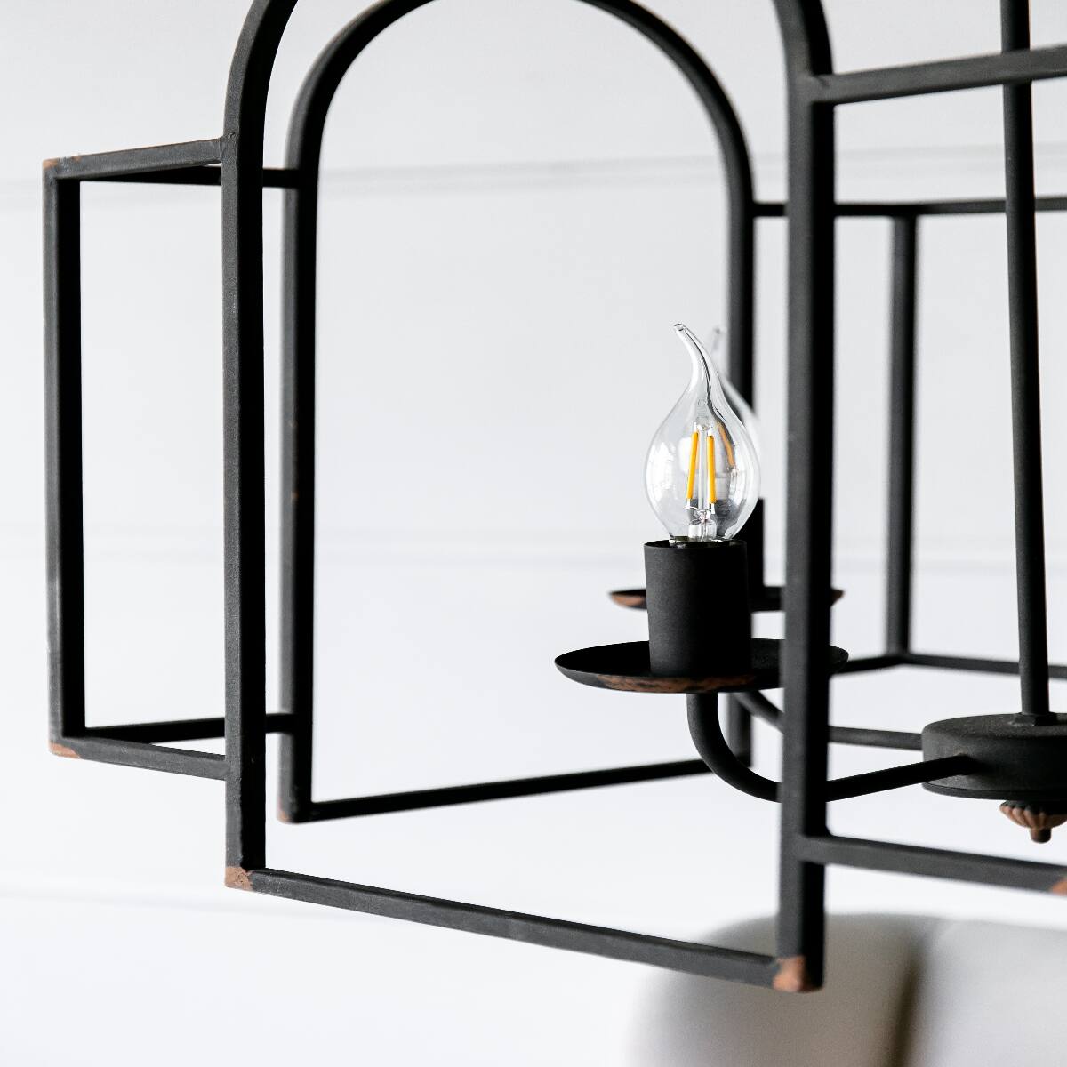 Alt View 10. Loheer - Loheer Four Light Satin Black Chandelier, Iron Entryway Foyer Hanging Light Fixture.