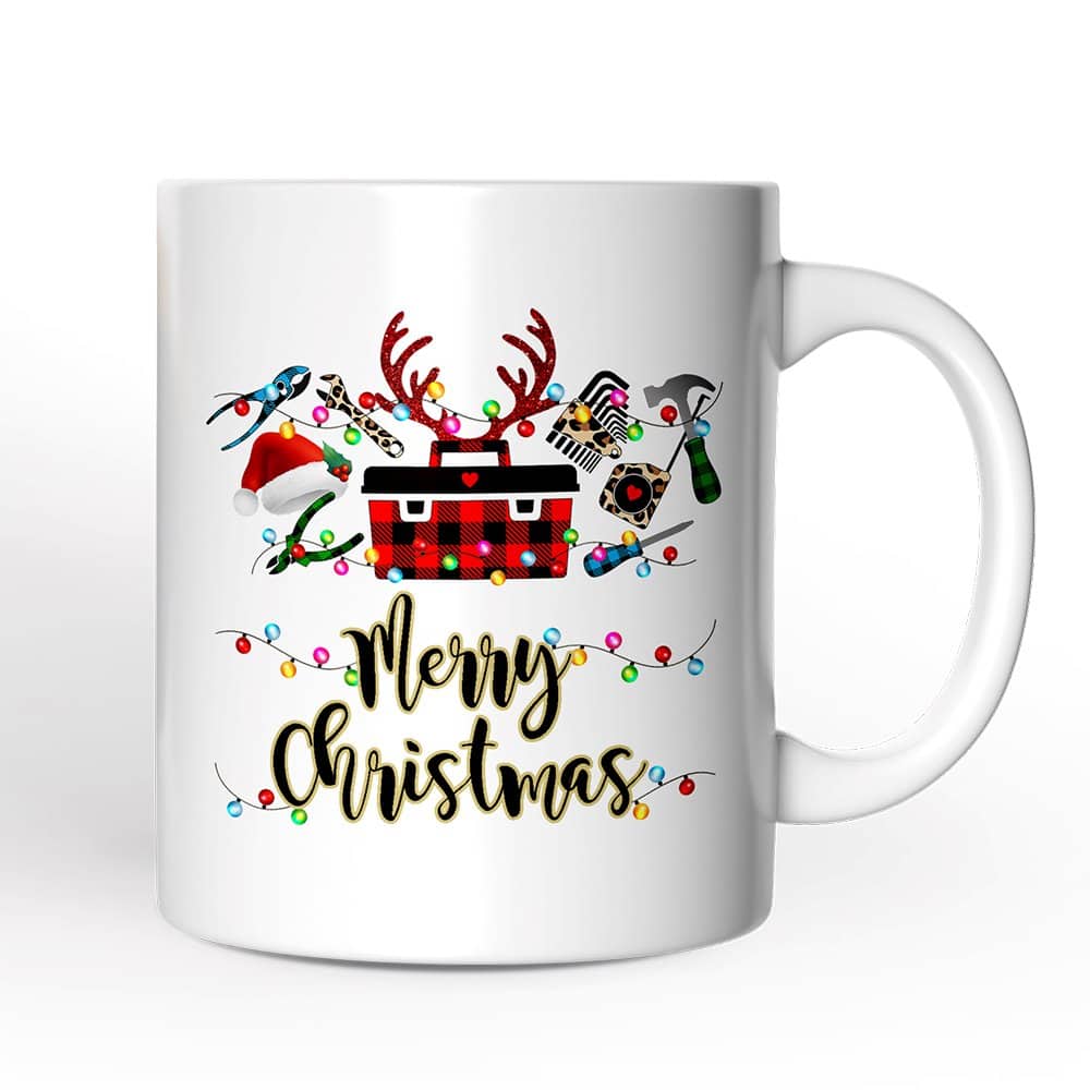 OrnamentallyYou - Handyman Buffalo Plaid Mug Christmas Woodworking Gift - White