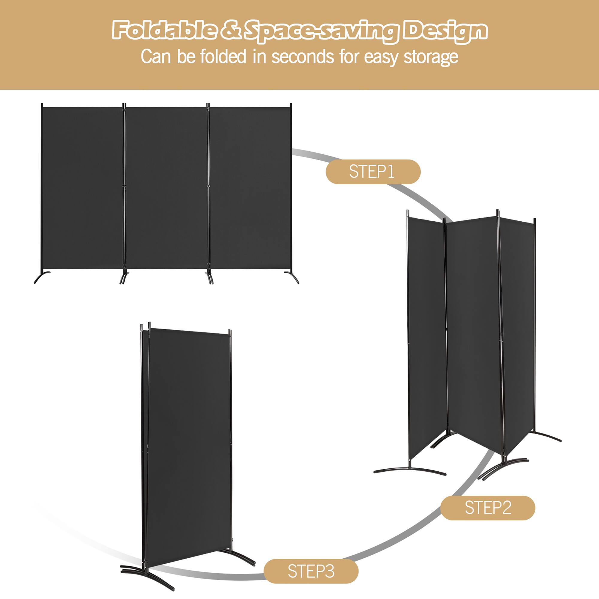 Foldable & Space-saving Design  
Can be folded in seconds for easy storage  

STEP1  
STEP2  
STEP3