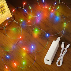 Front. Nordic Hygge - 32FT(16 * 2) Fairy Lights Battery Operated Twinkle Lights with Timer - Multicolor.
