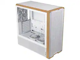 Lian Li - LANCOOL 217 Walnut Wood Mid-Tower Case, 5 PWM Fans, White (LAN217W) - White