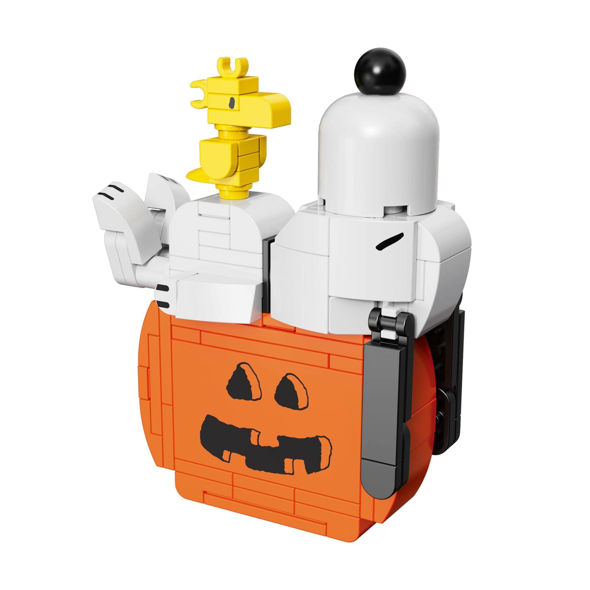 Alt View 1. Brickcraft - Peanuts Snoopy Sleeping On Pumpkin 122-Piece Building Set - Orange.