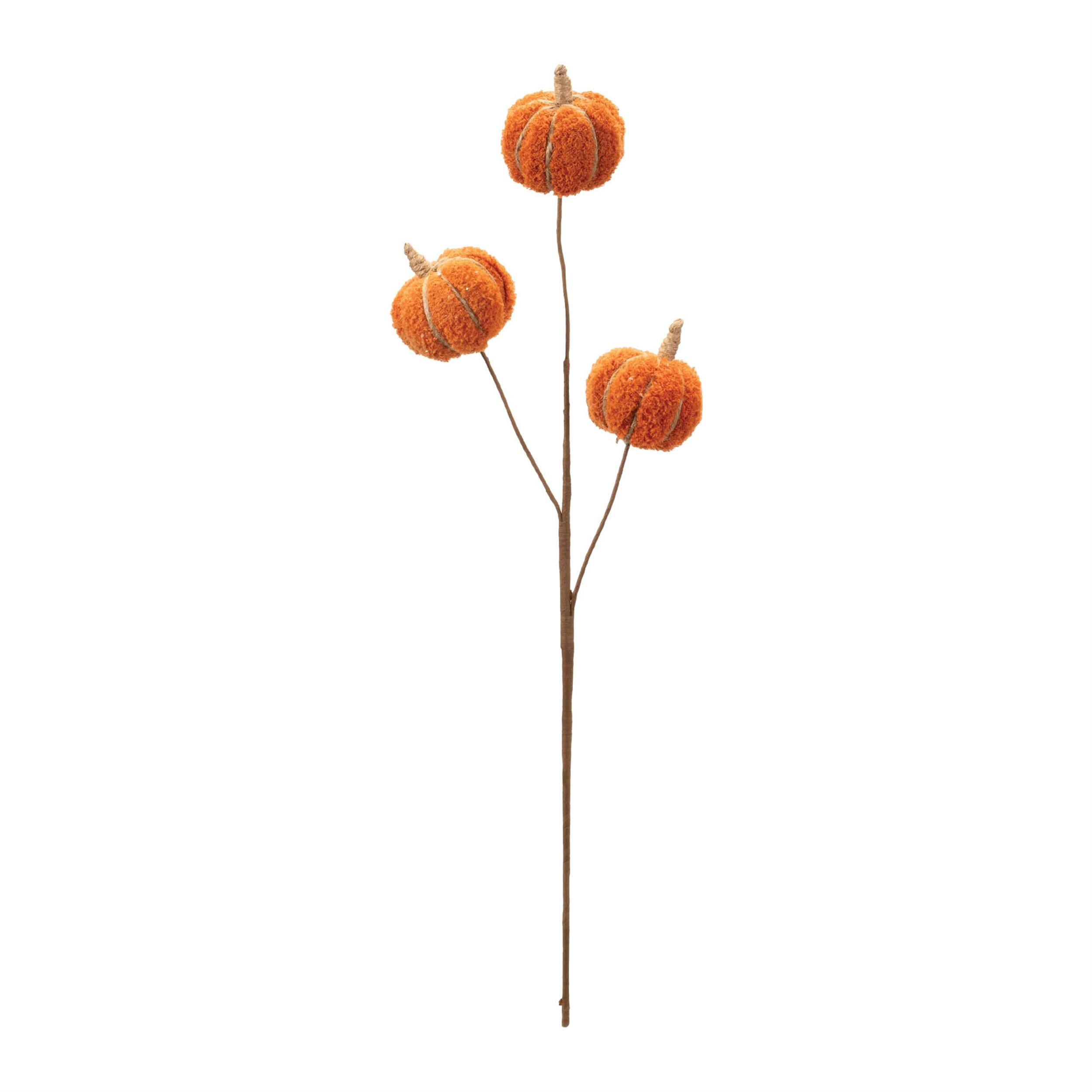 Left. BreeBe - Plush Fall Pumpkin Spray (Set of 2) - Orange, Brown.